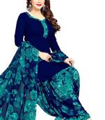 Dark-blue printed rayon salwar