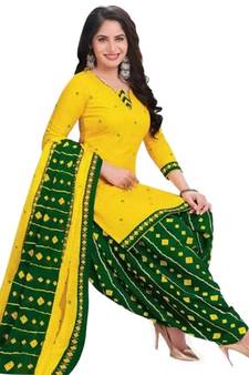 Yellow printed rayon salwar
