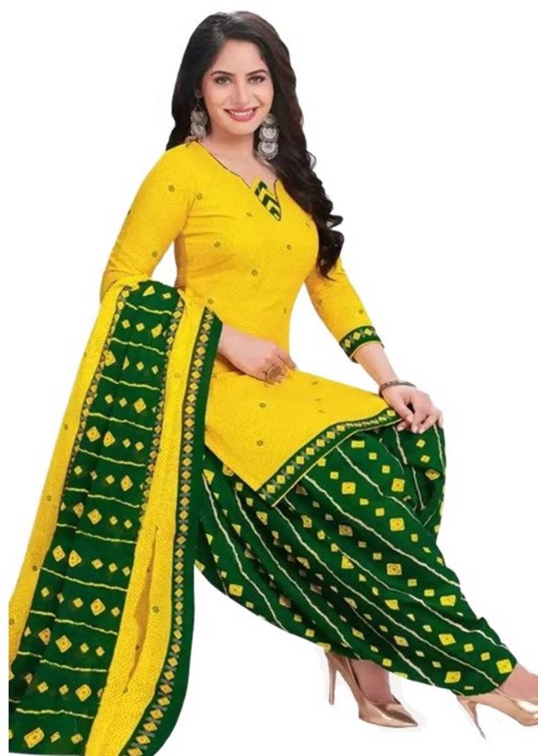 Yellow printed rayon salwar