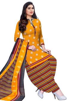 Yellow printed rayon salwar