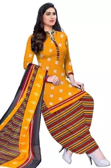Yellow printed rayon salwar
