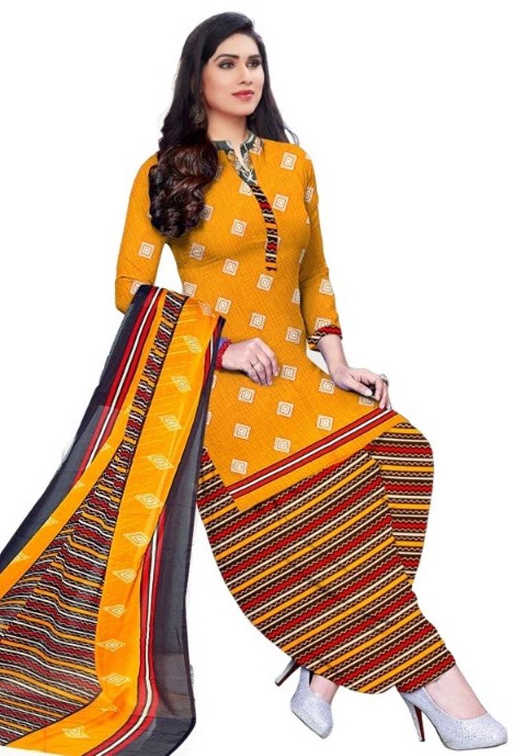 Yellow printed rayon salwar