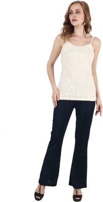 Popwings Regular Fit Navy Blue Solid Midrise Trouser 5