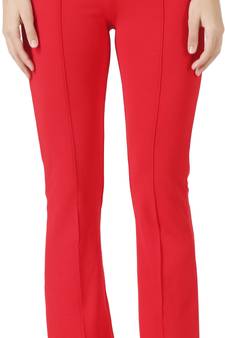 Regular Fit Red Solid Midrise Women Trouser