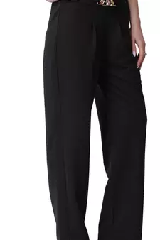 Popwings Formal Regular Fit Black Solid Midrise Women Trouser