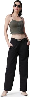 Popwings Formal Regular Fit Black Solid Midrise Women Trouser 6