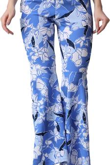 Popwings Casual Marble Print Flare Fit Azure Blue Solid Highrise Women Trouser