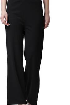 Popwings Formal Casual Black Solid Highrise Women Trouser