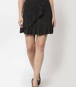 Popwings Women Black Self-Design Peplum Mini Skirt