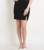 Popwings Women Above Knee-Length Black Pencil Skirts