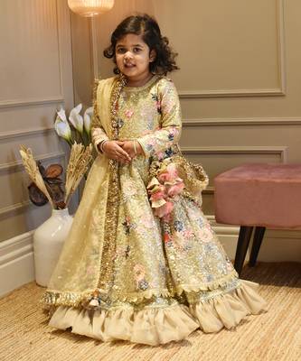 Golden Sequence Anarkali with Dupatta 1