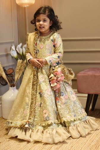 Golden Sequence Anarkali with Dupatta