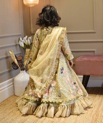 Golden Sequence Anarkali with Dupatta 2