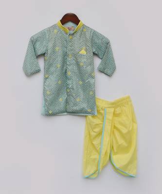 Aqua Blue Kurta with Dhoti 1