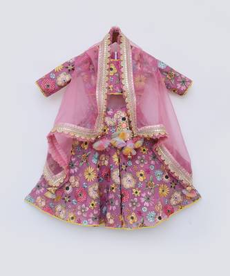 Pink Embroidery Flaired Pant With Organza Cape 2