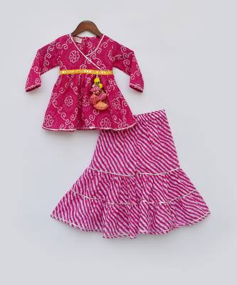 Pink Cotton Printed Kurti Sharara 2