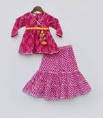 Pink Cotton Printed Kurti Sharara