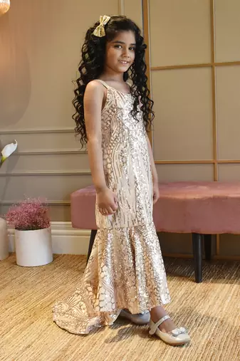 Fawn Sequins Embroidery Gown and Velvet Jacket