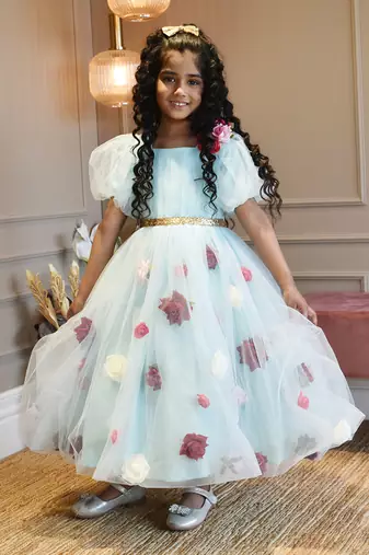 Blue Flower Net Dress