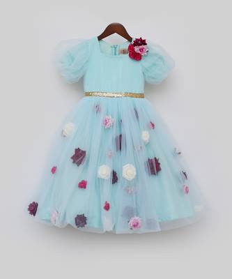 Blue Flower Net Dress 4