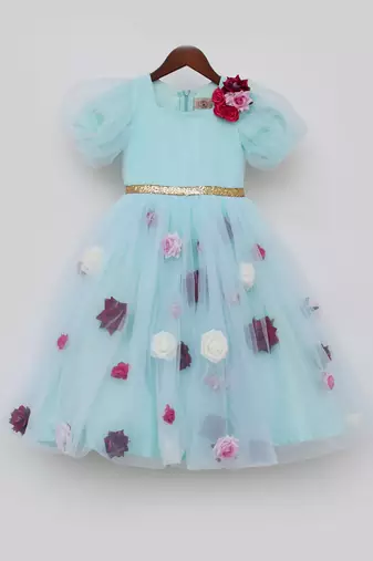 Blue Flower Net Dress