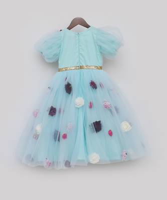 Blue Flower Net Dress 5