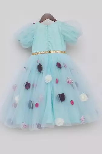 Blue Flower Net Dress