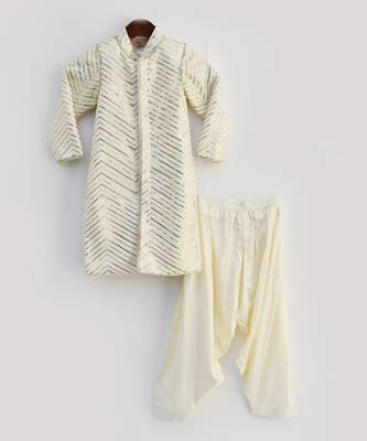 Off white Embroidery Achkan with Salwar 1