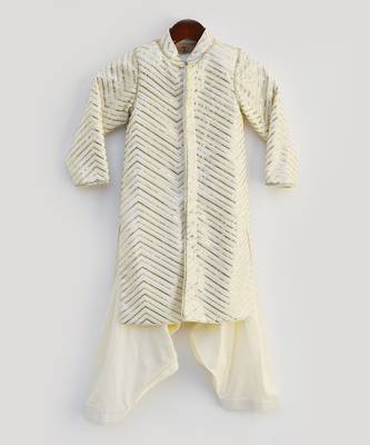 Off white Embroidery Achkan with Salwar 2