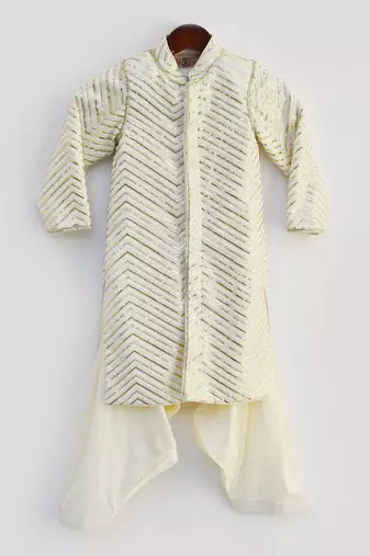 Off white Embroidery Achkan with Salwar