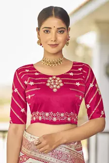 Off white woven banarasi saree with blouse