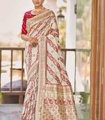 White woven banarasi saree with blouse