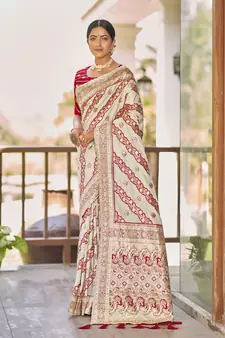 White woven banarasi saree with blouse