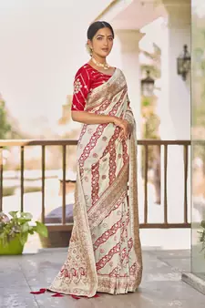 White woven banarasi saree with blouse