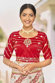 White woven banarasi saree with blouse