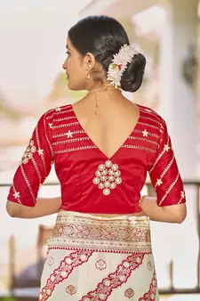 White woven banarasi saree with blouse