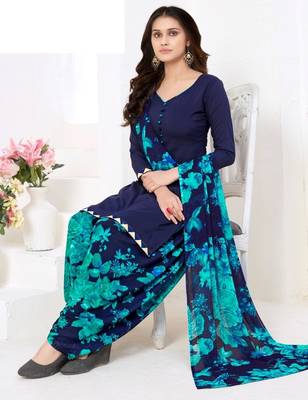 Blue printed crepe salwar 2