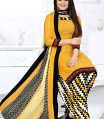 Yellow printed crepe salwar