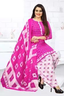 Pink printed crepe salwar