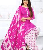 Pink printed crepe salwar