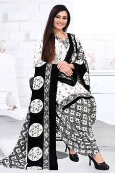 White printed crepe salwar