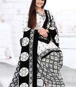 White printed crepe salwar