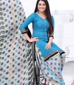 Light-blue printed crepe salwar
