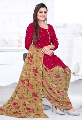 Red printed crepe salwar 1