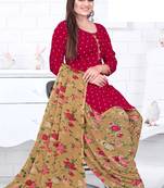 Red printed crepe salwar