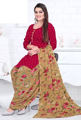 Red printed crepe salwar 2