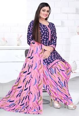 Blue printed crepe salwar 1
