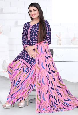 Blue printed crepe salwar 2