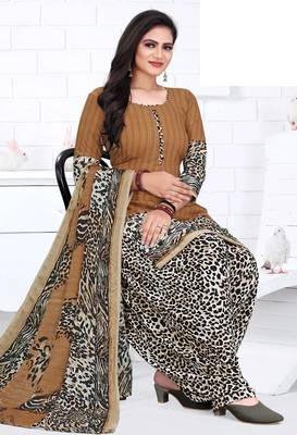 Brown printed crepe salwar 1