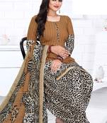 Brown printed crepe salwar